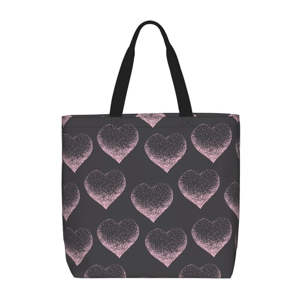 Fotbe pink hearts Bolsa Tote con Estampado para Mujer, Bolsos con Cremallera, Bolsa de Hombro Casual de Gran Capacidad con Bolsillos Internos