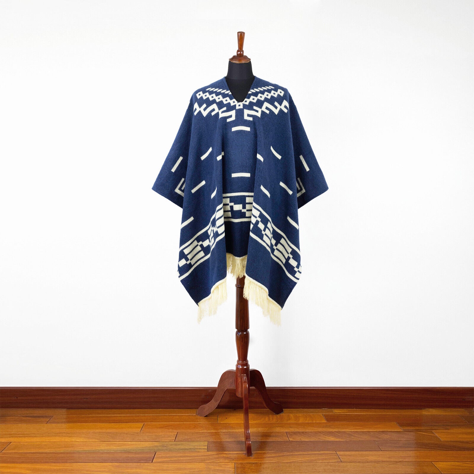 Men’s Alpaca Wool Poncho - Genuine Peruvian Alpaca - Winter Cloak Cape & Western Serape - One Size