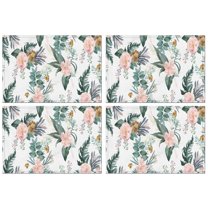 Pioneer Flower Floral Print Pattern Summer Placemats Table Placemats Set Of 4-Linen Kitchen Washable Placemats Table Mats 12x18 Inch Non-Slip Heat Resistant