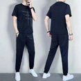 thumbnail image 3 of Conjuntos de camiseta y pantalones, ropa deportiva de corte regular, lisa y estética, para hombre, chándal de alta calidad, ropa de lujo S, 3 of 5