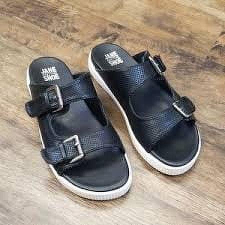 Jane and the Shoe JOEY Slide Sandal Black Slip On Slide Platform Wedge Sandals (Black, 7)