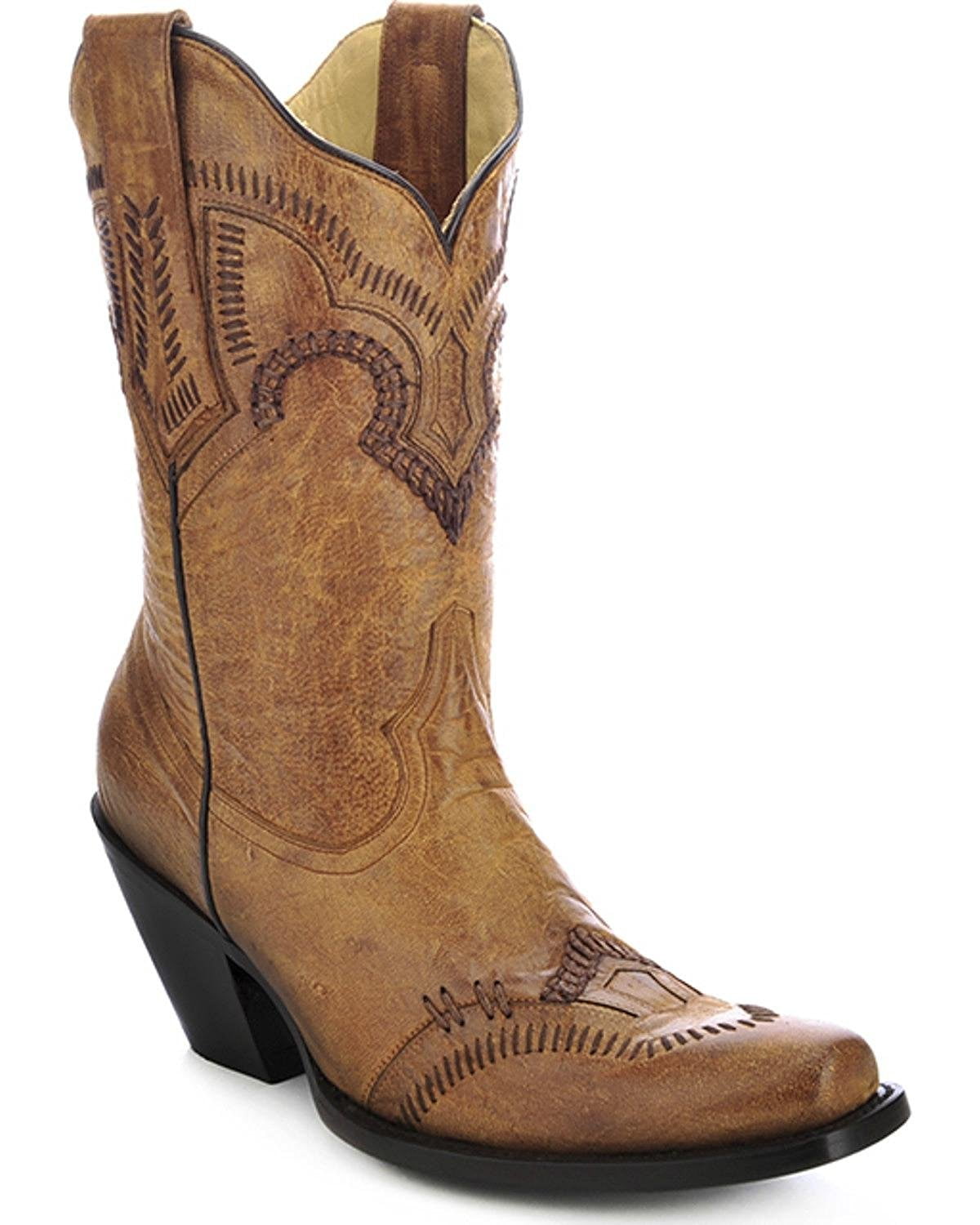 CORRAL Women's Short Cowgirl Boot Square Toe Tan 10 M US - Walmart.com