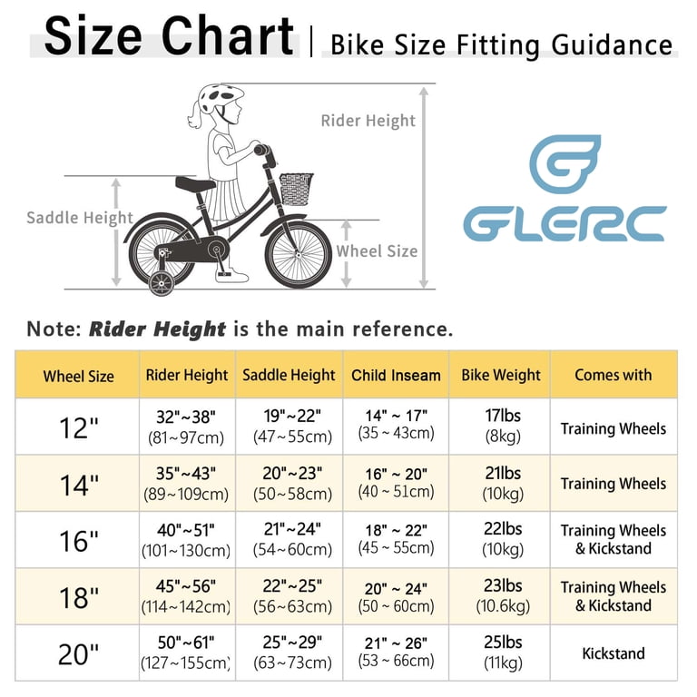 Glerc 20 inch Bicycle for Kids Girls, Suitable for 7-13 Years Old