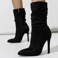 thumbnail image 2 of Slouchy Suede Mid Calf Boots for Women Sexy Pointed Toe Stiletto Heels Casual Dressy Booties, 2 of 7
