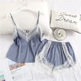 thumbnail image 2 of Women's Plus Size Spaghetti Strap Lace Trim Bralette and Shorts Sleepwear Pajama Lingerie Set, 2 of 4