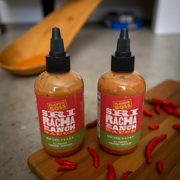 Flavor Boss Sriracha Ranch Sauce, All-Purpose Condiment & Dip, 4 oz, 2 Pack