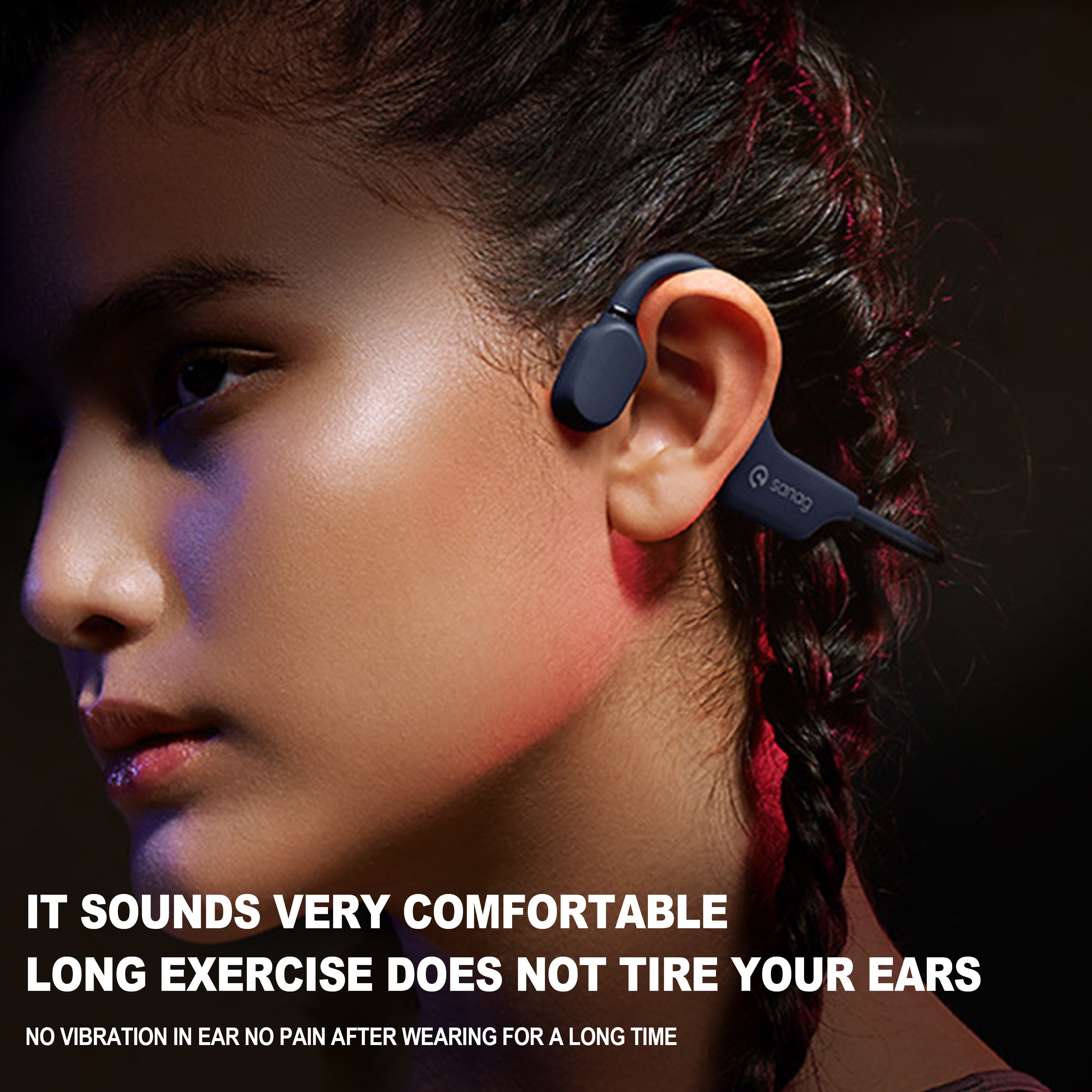 Open Ear Air Conduction Headphones Bluetooth Wireless Earbuds with Mic Sport Headset Bluetooth 5.0 Wireless Earphones for Workouts