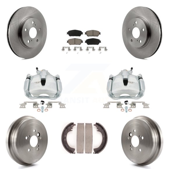 Transit Auto Front Rear Disc Brake Caliper Rotors Drums Ceramic Pads Kit (8Pc) for Car Toyota Camry Vehicles Manufactured In Japan KC8-100826C