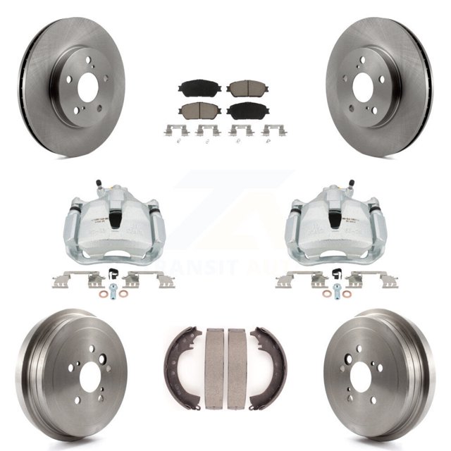 Transit Auto Front Rear Disc Brake Caliper Rotors Drums Ceramic Pads Kit (8Pc) for Car Toyota Camry Vehicles Manufactured In Japan KC8-100826C