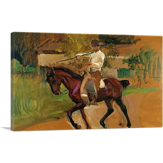 ARTCANVAS Junger Reiter - Garrochista 1914 Canvas Art Print by Joaquin Sorolla y Bastida - Size: 40" x 26" (1.50" Deep)