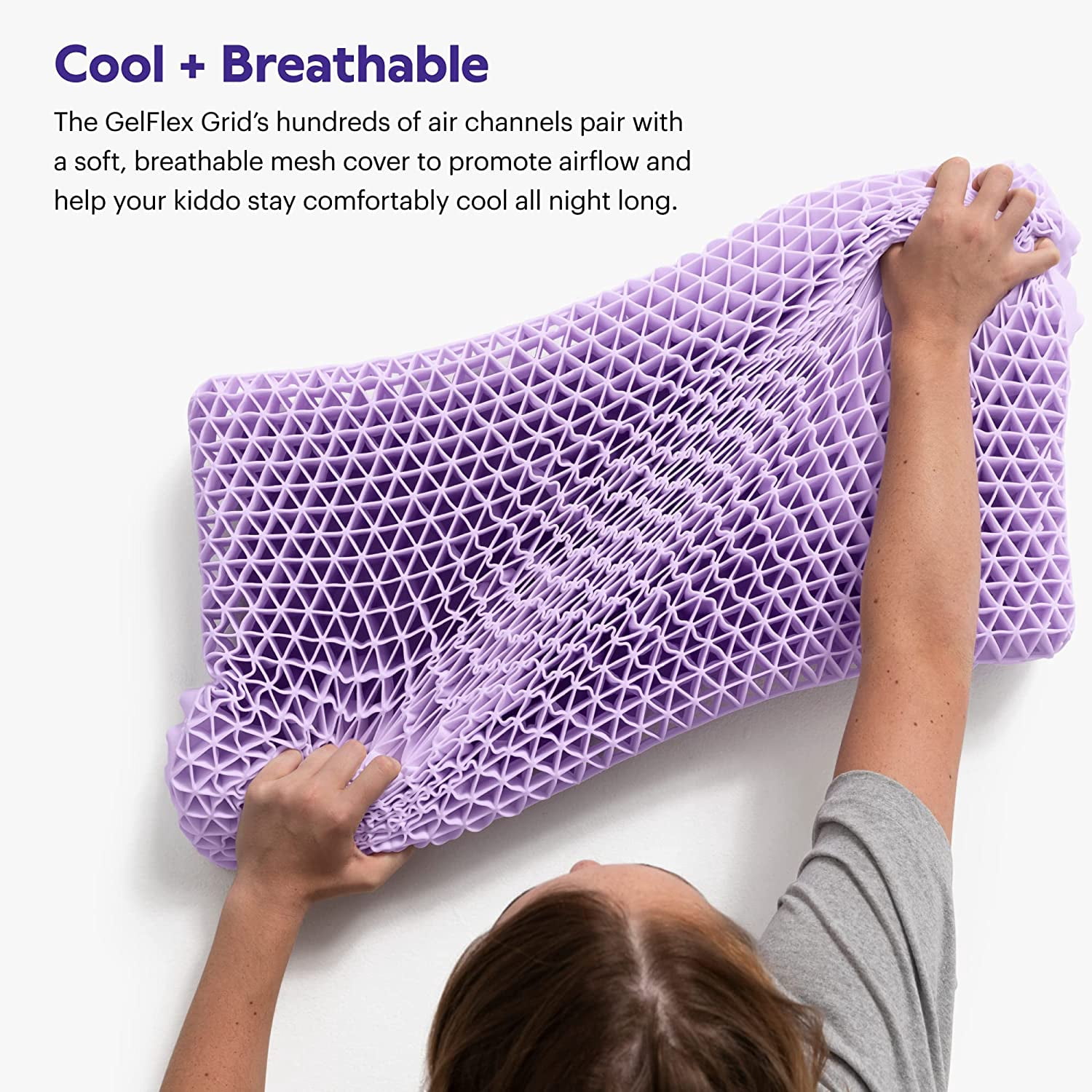 Purple Kid Pillow - Pink - GelFlex Grid - Cool & Breathable
