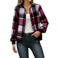 thumbnail image 3 of Shadoumai Shackets for Women 2025 Fashion Zip Up Long Sleeve Buffalo Plaid Shirt Cropped Jackets Loose Casual Fall Coat Tops, 3 of 6