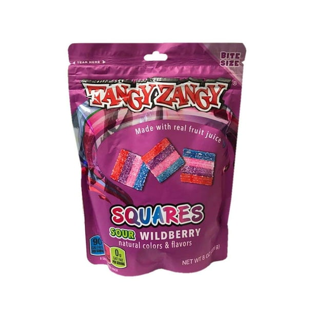 Tangy Zangy Bite Size Sour Squars Gummy Candy 8oz, 1 Pack (Sour