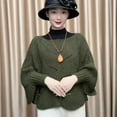 thumbnail image 5 of Loose Solid Pullover Casual Oversize Bat Sleeve Irregular Hem Hollow Shawl Sweater Women Knitwear Kintting Cloak COFFEE, 5 of 7