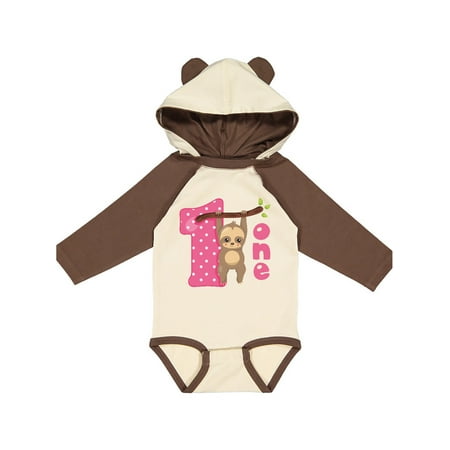 

Inktastic Pink Sloth 1st Birthday Gift Baby Girl Long Sleeve Bodysuit