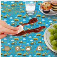 thumbnail image 6 of Excavator and Tree Blue Pattern Round Tablecloth 70"x70", Wrinkle Resistant Wipeable Table Cover for Kitchen Dining Room Picnic Patio and Party, 6 of 6