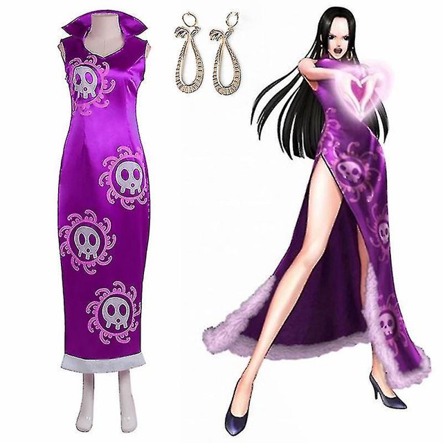 Anime One Piece Boa Hancock Disfraz Pendientes Halloween Carnaval Cheongsam Set