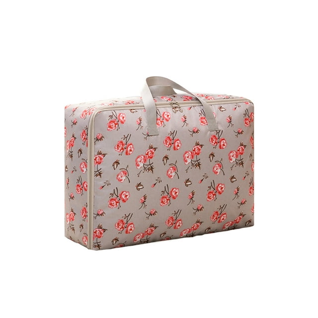 HiMONE Sacs de Déménagement pour Femmes Boîte de Rangement Extra Grand Cubes Sac à Main en Oxford Fournitures Hommes Fermeture Éclair Robuste Gris Rouge Grand (58*38*22cm)