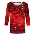 thumbnail image 4 of Tbopshirt Valentine's Day T-Shirts for Women 3/4 Sleeve Casual Crewneck Loose Graphic Tees Summer Plus Size Tops,S-XXXXXL, 4 of 5