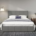 thumbnail image 2 of Allewie Full Size Dutch Velvet Upholstered Platform Bed Frame/Vertical Channel Tufted Adjustable Headboard/Low Profile Bed Frame/No Box Spring Needed/Easy Assembly/Grey, 2 of 8