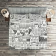 thumbnail image 2 of Ambesonne Modern Quilted Coverlet 3 Pcs, European Houses Urban, Queen Size, Black White, 2 of 2