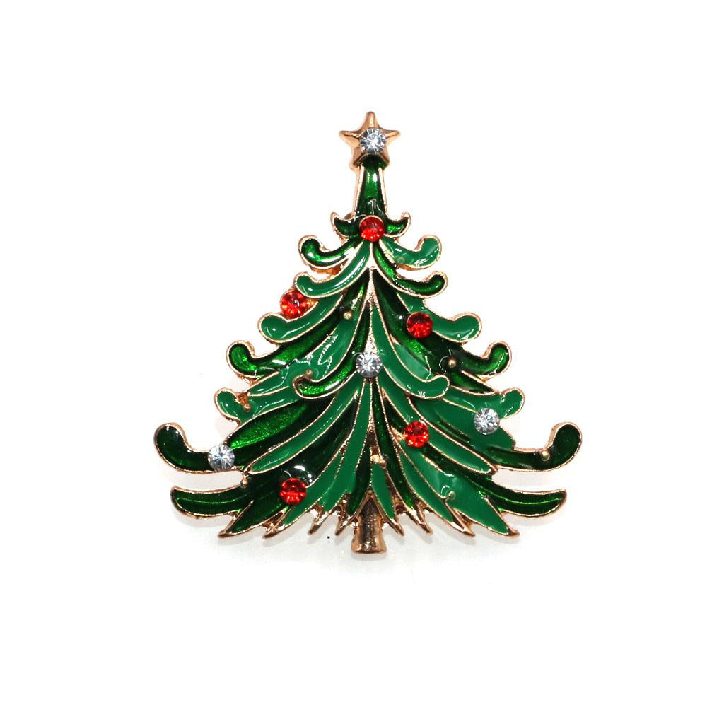 Rhinestone Crystal Christmas Tree Wreath Stars Brooch Pin Xmas Costume Jewelry