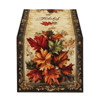 VIV CHERBL Fall Table Runner - 36x13 Inch Maple Leaves & Acorns Design, Farmhouse Autumn Decor