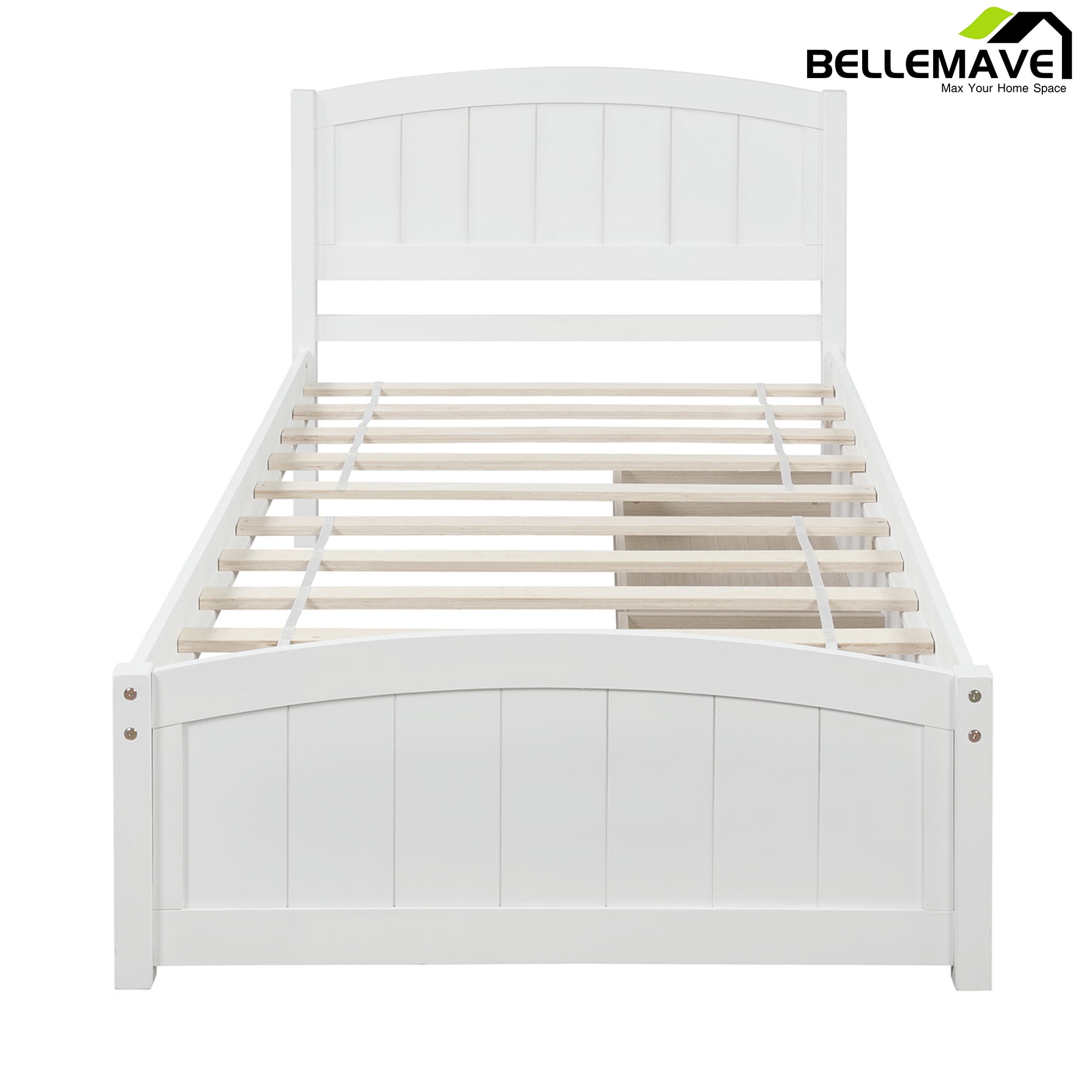 Bellemave Twin Platform Bed with Storage Drawer, White