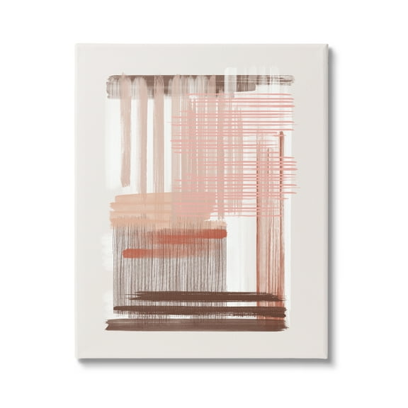 Stupell Industries Pink & Brown Abstract Lines Abstract Painting Gallery Wrapped Canvas Print Wall Art, 16 x 20