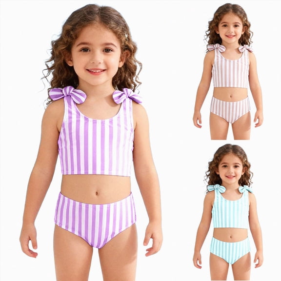 Splozh Girls Cute Bathing Suits 2 Piece Bikini Sets for 3T 4T 5T 6T 7T, Swimsuits for Teenage Girls Summer Beach Swimming Pink,6-7 Years