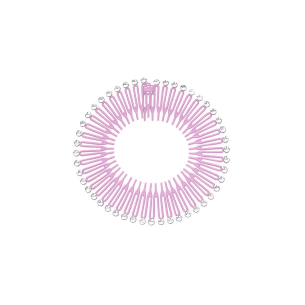 Jumpingount Peine elástico entrelazado con circulares completos para mujer, peines de cristal flexibles, soporte para diadema, banda para la cabeza, Cuidado del cabello Rosado Jumpingount CE012375-07