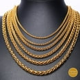 thumbnail image 7 of Infinique Creations - 18K Gold Plated Stainless Steel Wheat Braided Chain Bracelet Necklace 3mm - 8mm, 7 of 7