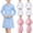 Blue, variant on longantii Nurse Scrubs Dress for Women Formal Lapel Collar Short Sleeve Button Down Work Dress Comfy Nursing Uniform with Multi-Pockets White