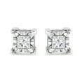 thumbnail image 2 of .925 Sterling Silver 1/3 Cttw Miracle Set Princess-cut Diamond Solitaire Stud Earrings (H-I Color, I2-I3 Clarity), 2 of 6