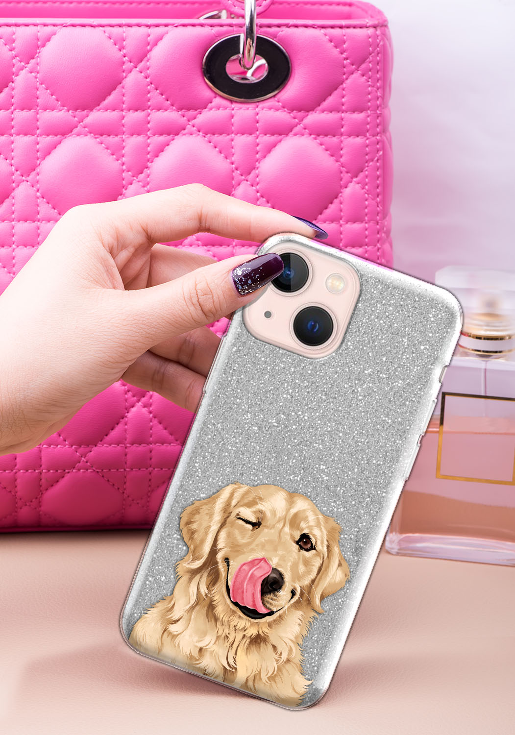WIRESTER Clear/Silver Glitter Case, Sparkle Bling TPU Cover for Apple iPhone 13 mini 5.4" 2021, Animal Winking Golden Retriever Dog - Walmart.com WIRESTER Clear/Silver Glitter Case, Sparkle Bling TPU Cover for Apple iPhone 13 mini 5.4" 2021, Animal Winking Golden Retriever Dog - Walmart.com