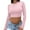 Pink_#6403, variant on Homozy Women's Tops, Tees & Blouses Cowl Neck Long Sleeve Red Tops for Women Basic Fitted Tight Cropped Shirts