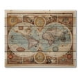 thumbnail image 3 of Designart 'Vintage Map of The World VIII' Vintage Print on Natural Pine Wood, 3 of 5