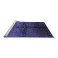 thumbnail image 2 of Ahgly Company Machine Washable Indoor Round Oriental Blue Industrial Area Rugs, 4' Round, 2 of 4