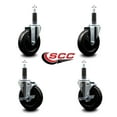 thumbnail image 2 of 5 Inch Hard Rubber Wheel Swivel 1 Inch Expand Stem Caster Set 2 Brakes SCC, 2 of 2
