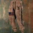 thumbnail image 2 of Bibifish Mens Fall Casual Graphic Print Drawstring Elastic Jogger Pants Retro Washed Outdoor Travel And Sports Sweatpants With Belt Design, 2 of 4