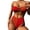 Red, variant on Women's Bandeau Bikini O Ring Strapless Tie Back Textured High Cut Two Piece Swimsuit Bathing Suits,Red,L