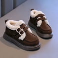 thumbnail image 4 of Otqutp Children Round Toe Shoes&nbsp;Fashion Big Kids Winter Water Proof Flat Keep Warm Snow Boots Non-Slip Comfortable Shoes for Children Girls(Brown,2.5-3 Years), 4 of 8