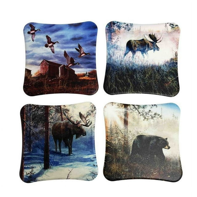 Ensemble de 4 Sous-Verres Assortis de Scènes de Nature