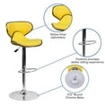 thumbnail image 2 of Contemporary Cozy Mid-Back Yellow Vinyl Adjustable Height Barstool with Chrome Base, 2 of 9