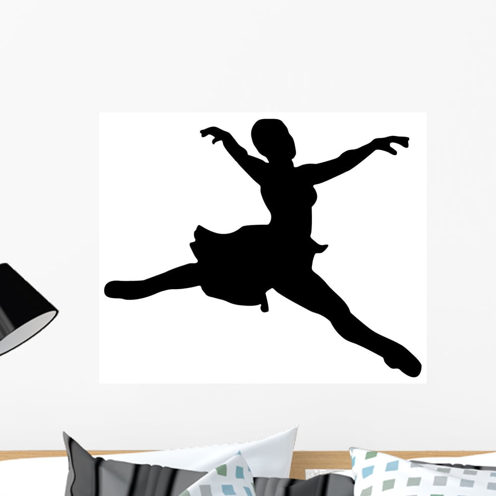 Black Ballet Dancer Silhouette Wall Decal by Wallmonkeys Peel and Stick