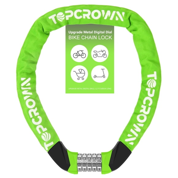 Candado con cadena para bicicleta Topcrown Upgrade, metal, 1,0 m, alta seguridad