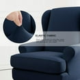 thumbnail image 3 of Enova Home 2 Piece Wingback Chair Slipcover Super Stretch Rhombus Jacquard Spandex Fabric Wingback/Wing Chair Slipcovers with T-Cushion Cover (Dark Blue), 3 of 5
