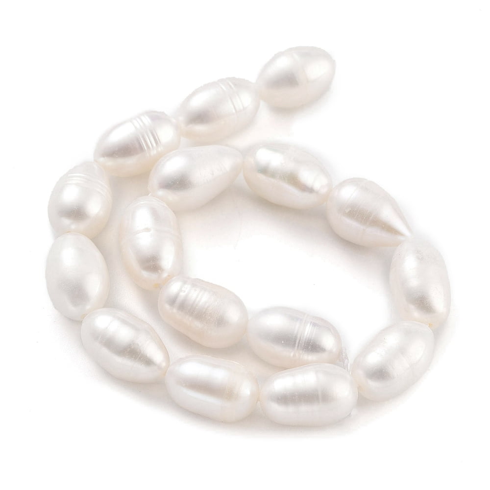 Natural Cultured Freshwater Pearl Beads Strands Rice Grade 2A White 7~8mm Hole: 0.6mm 21~22pcs/strand 6.89''~7.09''(17.5~18cm)