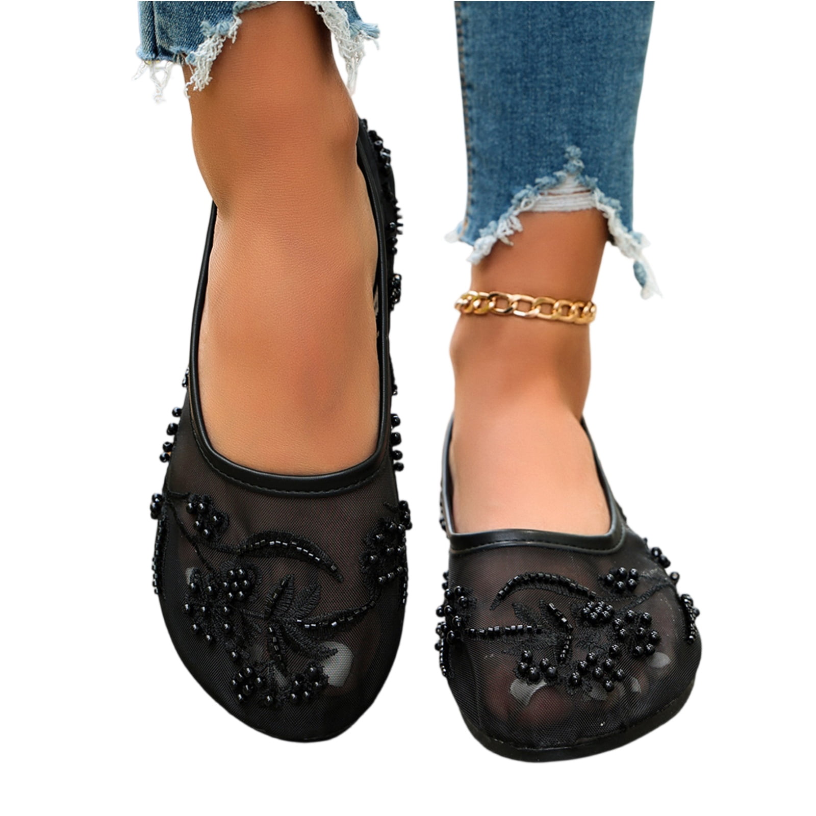HTHLVMD Mary Jane Casual Shoes, Breathable Sheer Mesh Footwear