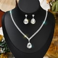 thumbnail image 4 of 3PCS Women's Jewelry Set Waterdrop Rhinestone Pendant Full Crystal Silver Necklace Earrings Wedding Party Bride Jewelry Accessories, 4 of 8